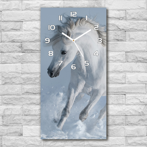 Modern vertical wall clock White horse at a gallop