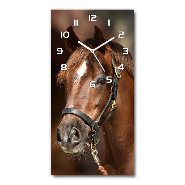 Vertical wall clock Portrait of a horse