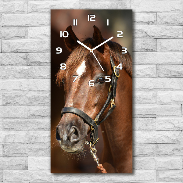 Vertical wall clock Portrait of a horse