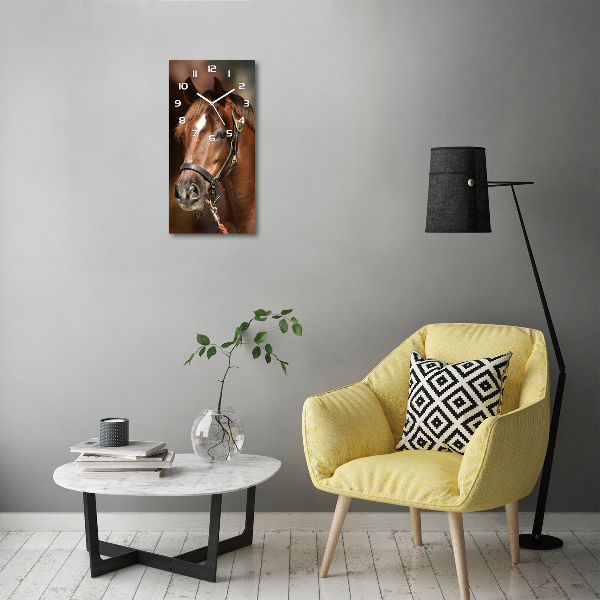 Vertical wall clock Portrait of a horse