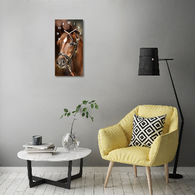 Vertical wall clock Portrait of a horse