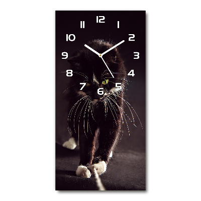 Vertical wall clock Black cat