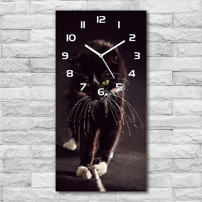 Vertical wall clock Black cat