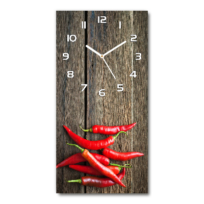 Modern vertical wall clock Chilli peppers