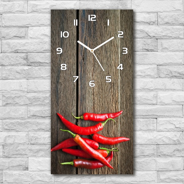 Modern vertical wall clock Chilli peppers