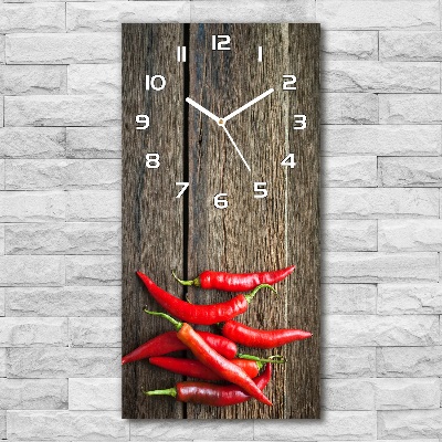 Modern vertical wall clock Chilli peppers