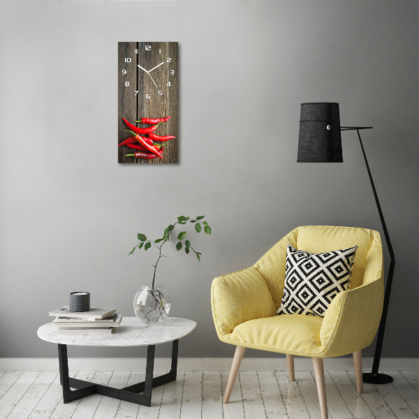 Modern vertical wall clock Chilli peppers