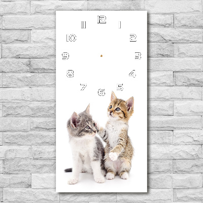 Modern vertical wall clock Two little cats