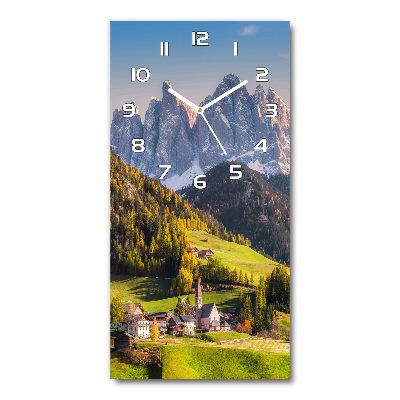 Vertical wall clock A town in the mountains