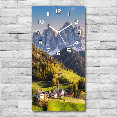 Vertical wall clock A town in the mountains