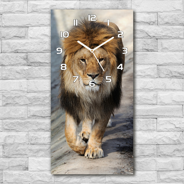 Modern vertical wall clock Lion