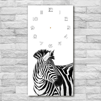 Vertical wall clock Zebra in the snow