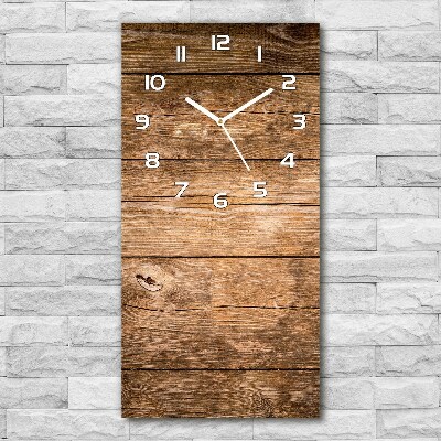 Modern vertical wall clock Wooden background