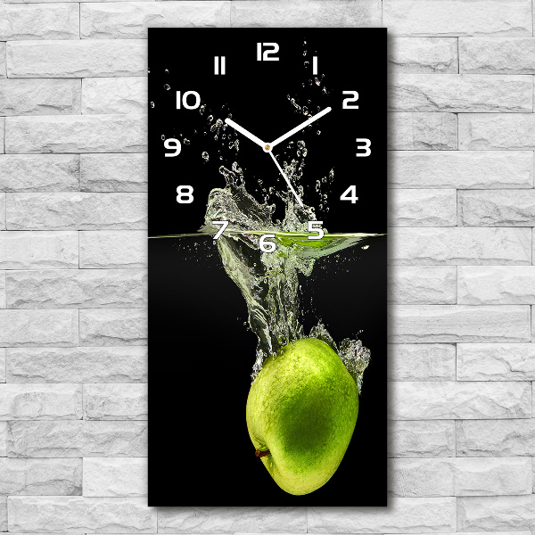 Vertical rectangular wall clock Green apples