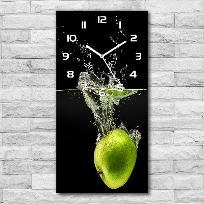 Vertical rectangular wall clock Green apples