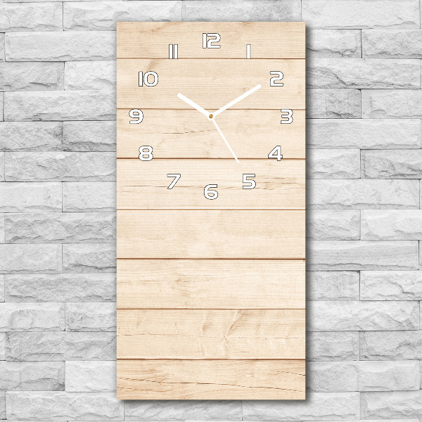 Vertical wall clock Wooden background