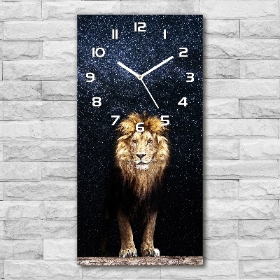 Vertical wall clock Lion against the backdrop of the stars