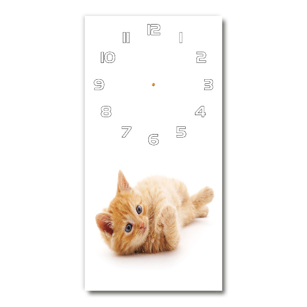 Modern vertical wall clock Little Rudy Cat