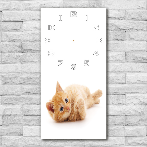 Modern vertical wall clock Little Rudy Cat