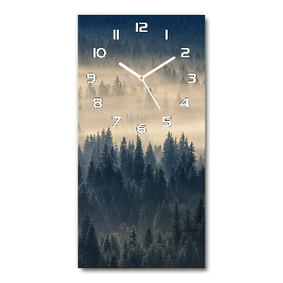 Modern vertical wall clock Fog over the forest