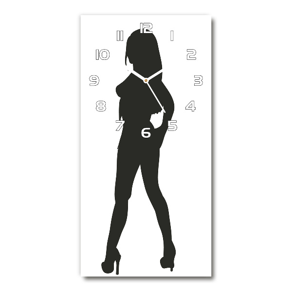 Modern vertical wall clock A woman's silhouette