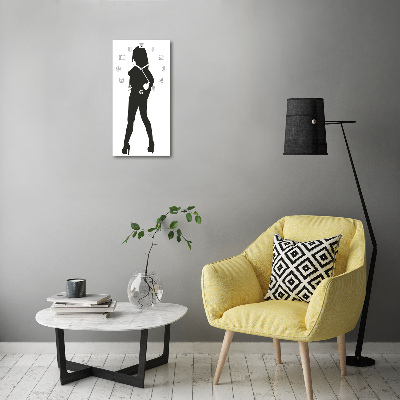 Modern vertical wall clock A woman's silhouette