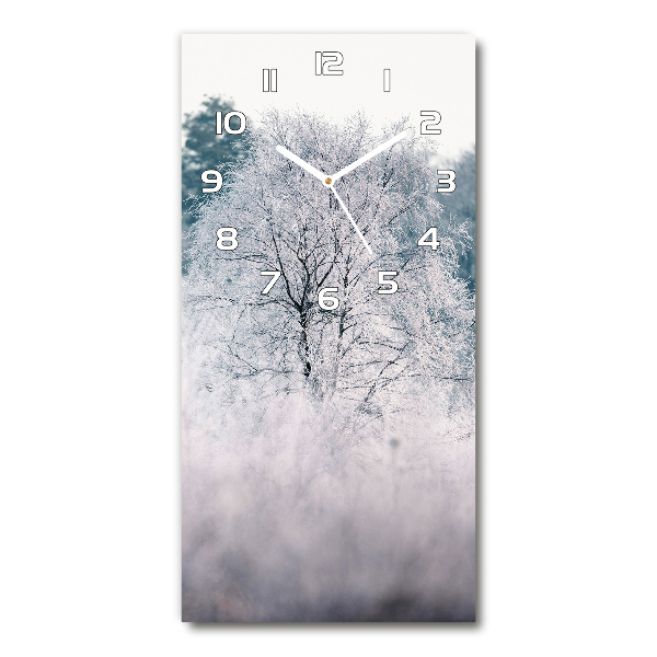 Vertical wall clock Forest in winter