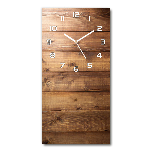 Vertical wall clock Wooden background