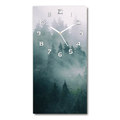 Modern vertical wall clock Fog over the forest