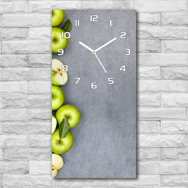 Vertical rectangular wall clock Green apples