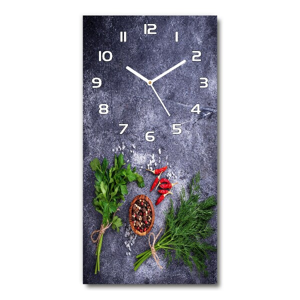 Vertical rectangular wall clock Herbs and spices