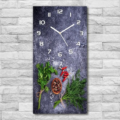 Vertical rectangular wall clock Herbs and spices