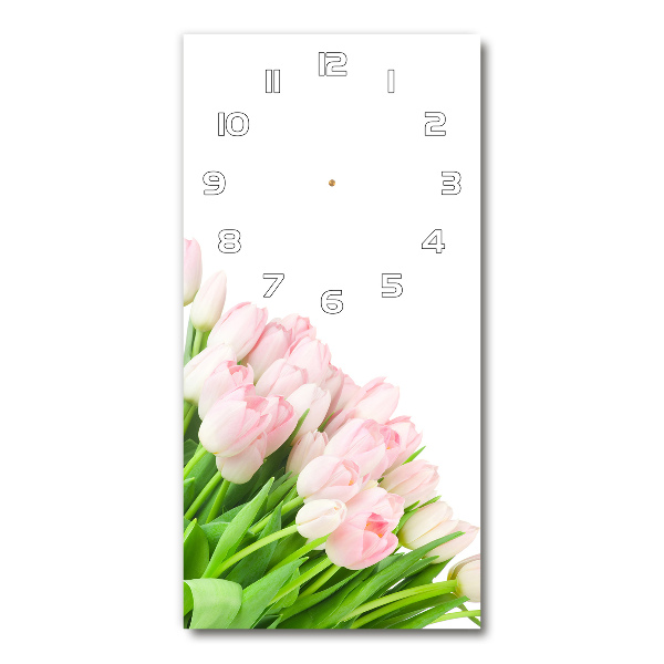 Vertical wall clock Pink tulips