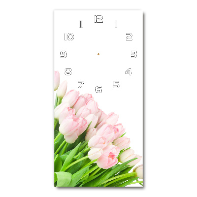 Vertical wall clock Pink tulips