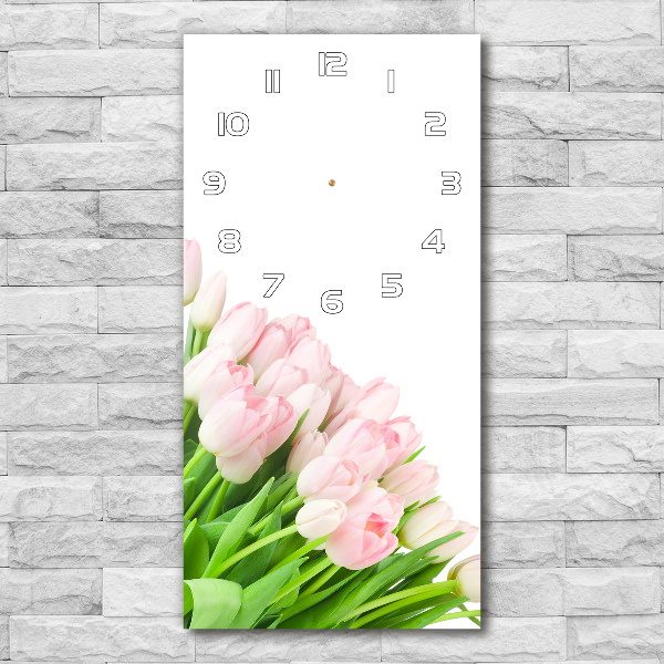 Vertical wall clock Pink tulips