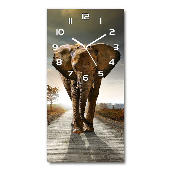 Vertical wall clock Walking the elephant