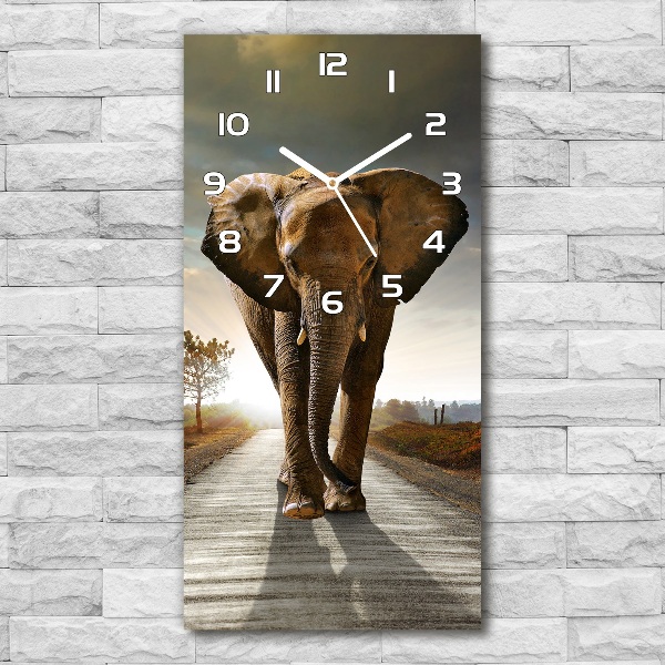 Vertical wall clock Walking the elephant