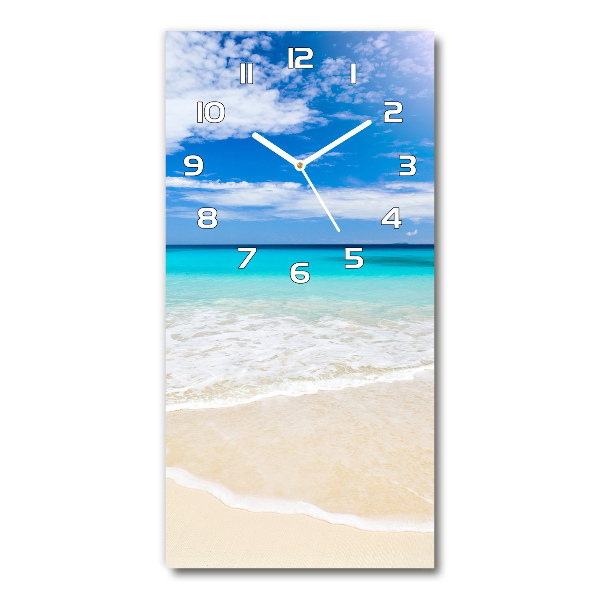 Vertical rectangular wall clock Tropical beach