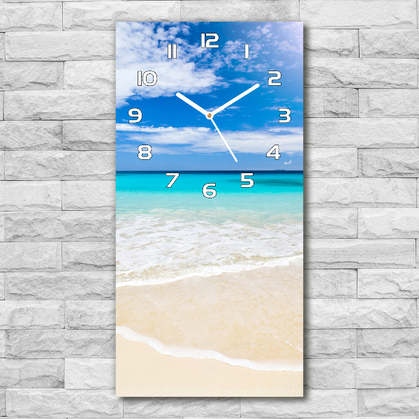 Vertical rectangular wall clock Tropical beach