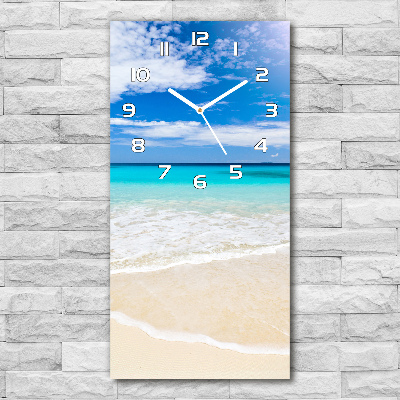 Vertical rectangular wall clock Tropical beach