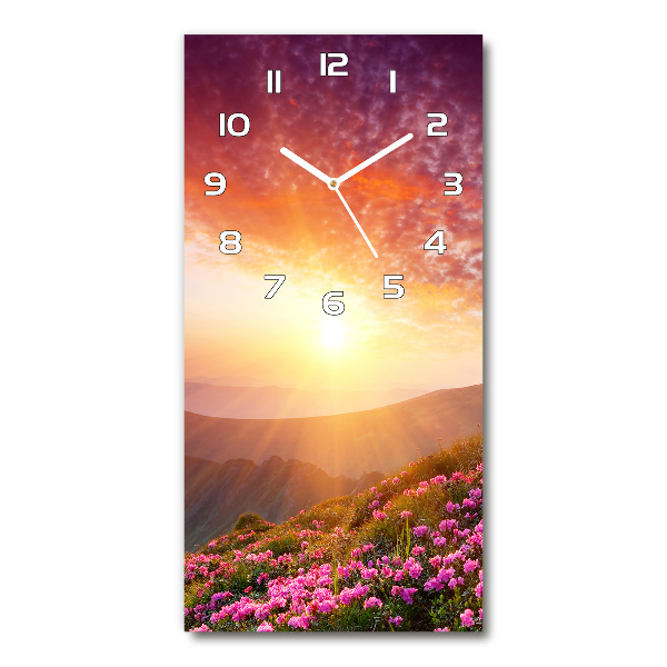 Vertical wall clock Spring in the mountains