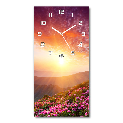 Vertical wall clock Spring in the mountains