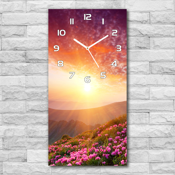 Vertical wall clock Spring in the mountains