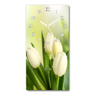 Vertical wall clock White tulips