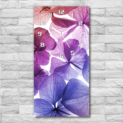 Vertical wall clock Purple flowers