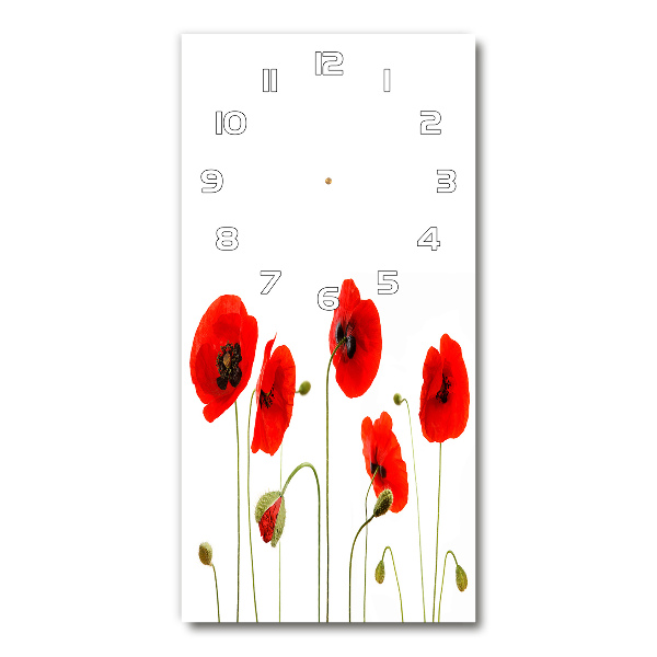 Modern vertical wall clock Field poppies