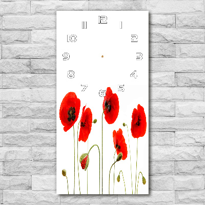 Modern vertical wall clock Field poppies