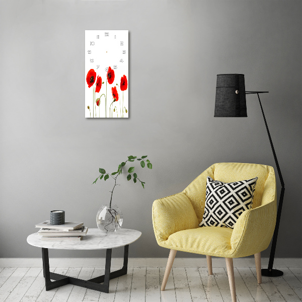 Modern vertical wall clock Field poppies