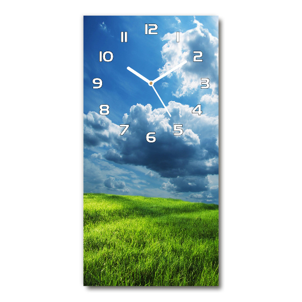 Vertical rectangular wall clock Clouds above the field