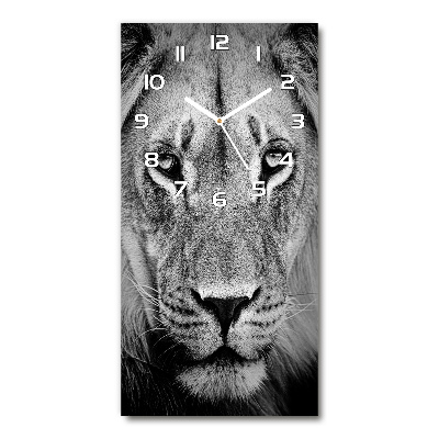 Vertical wall clock Portrait of a lion